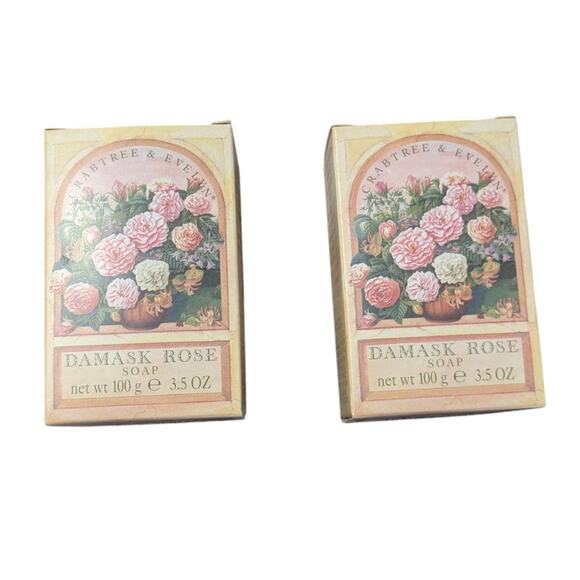 Crabtree & Evelyn Damask Rose Perfumed Bar Soap 3.5oz Set of Two - Picture 2 of 9